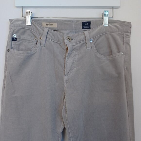 AG Jeans The Stevie Slim Straight Light Gray Corduroy Pants Womens 30 R - Picture 5 of 11